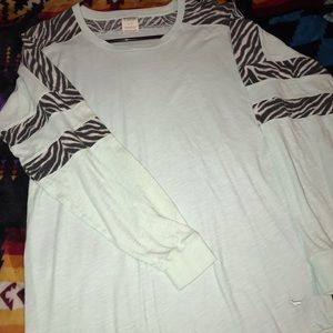 Victoria secret mint green/zebra long sleeve shirt